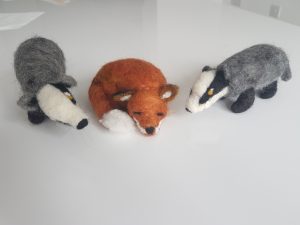 Felted foxes and badgers