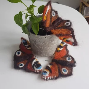 Felted peacock butterflies, wool felt butterfly