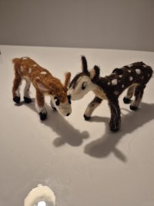 Felted brown reindeer, wool felted animals